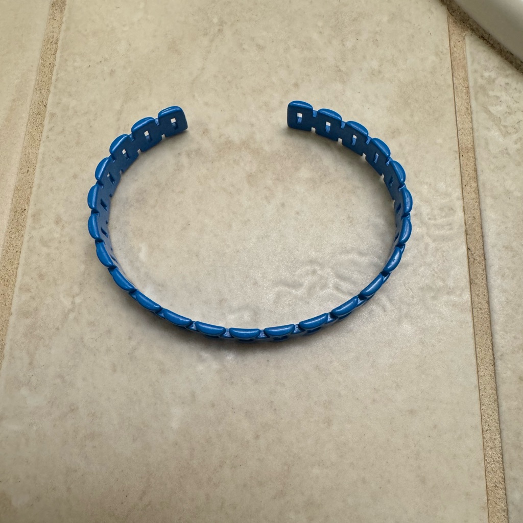 New By Alexa Rae Melania Clara Blue Adjustable Rectangle Link Bracelet Bangle